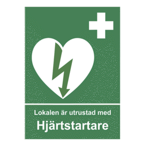 Dekal "Lokalen är utrustad med hjärtstartare (7 x 10cm)
