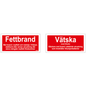 Tilläggsskylt Fettbrand / Vätska Litium